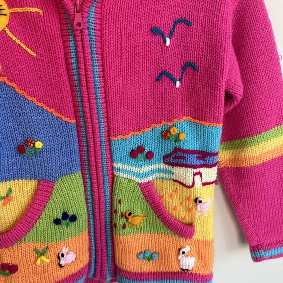 Roseberry Mi Chompita Peruvian Toddler Hooded Full Zip Sweater Hand Embroidered - Picture 5 of 10